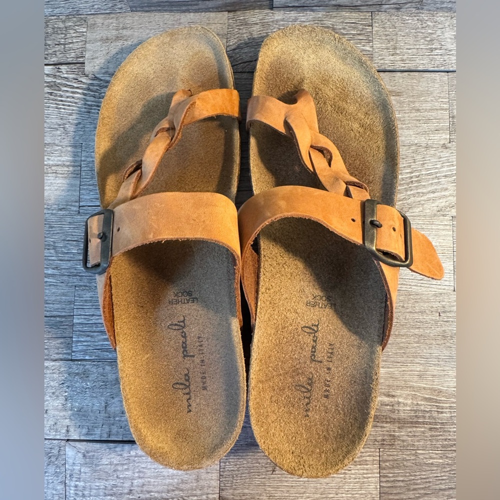 Mila Paoli Tan Braided Sandals